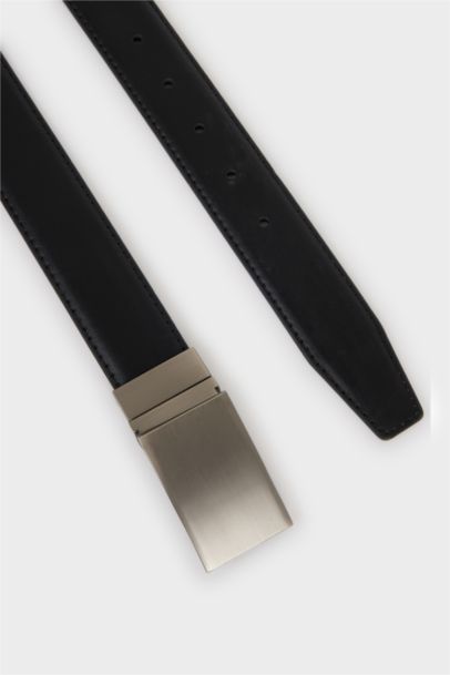 Ceinture en simili cuir avec boucle rectangulaire pour homme