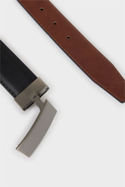 Ceinture en simili cuir avec boucle rectangulaire pour homme