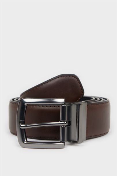Ceinture en simili cuir avec boucle rectangulaire pour homme