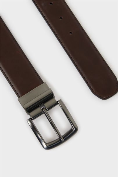 Ceinture en simili cuir avec boucle rectangulaire pour homme