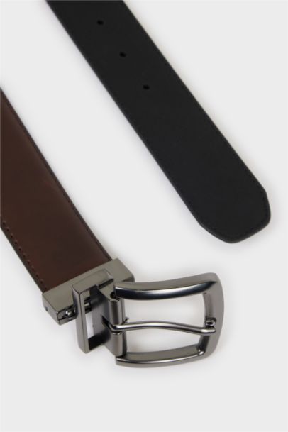 Ceinture en simili cuir avec boucle rectangulaire pour homme