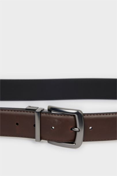 Ceinture en simili cuir avec boucle rectangulaire pour homme
