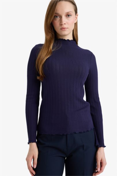 Slım Fıt Fitilli Kaşkorse Uzun Kollu Tunik