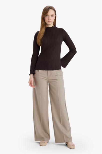 Slim Fit Ribbed Long Sleeve Tunic