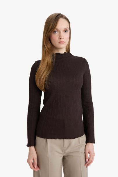 Slim Fit Ribbed Long Sleeve Tunic
