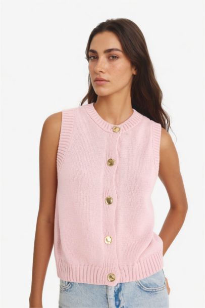 Relax Fit Düğmeli Triko Süveter