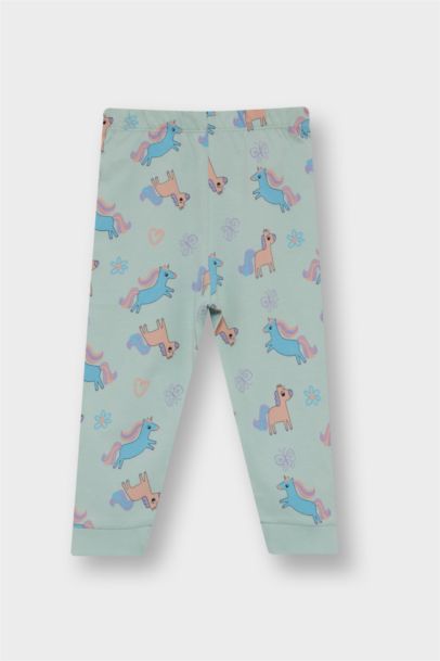 4'lü Pijama Takımı Unicorn Baskılı Uzun Kollu Penye Üst Uzun Alt Kız Bebek