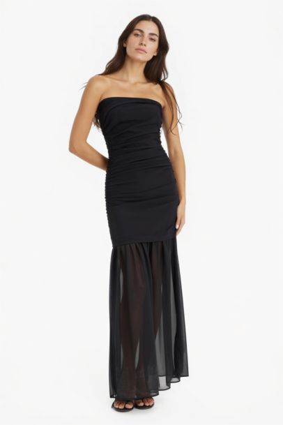 Strapless Chiffon Strapless Midi Dress