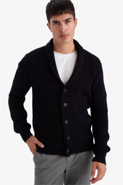 Cardigan en tricot à col châle Coupe standard