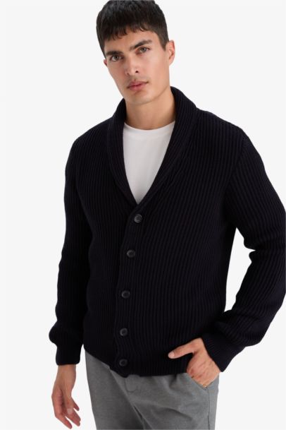 Cardigan en tricot à col châle Coupe standard