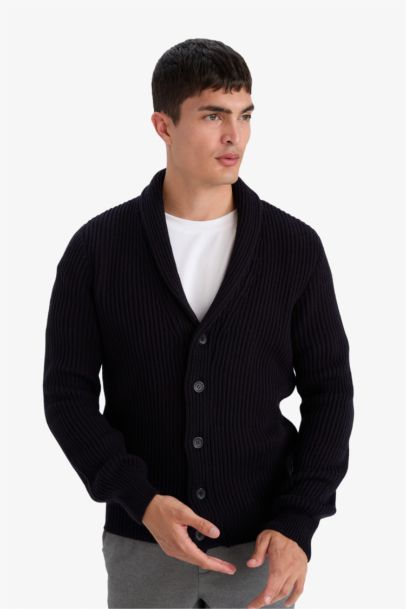 Cardigan en tricot à col châle Coupe standard