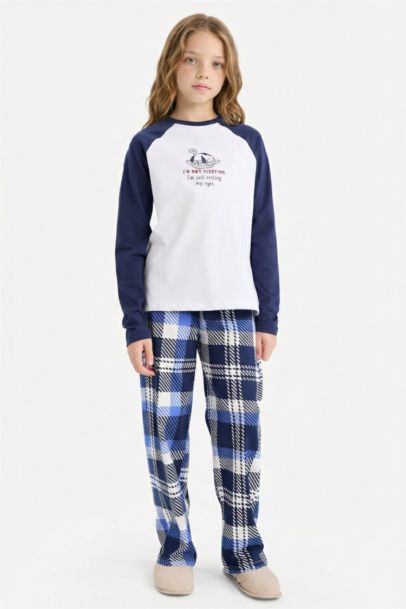 Girl Printed Long Sleeve Top Bottoms 2 Piece Pajama Set