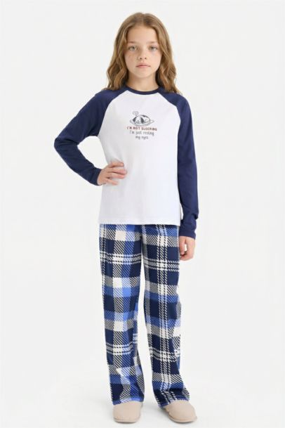 Girl Printed Long Sleeve Top Bottoms 2 Piece Pajama Set