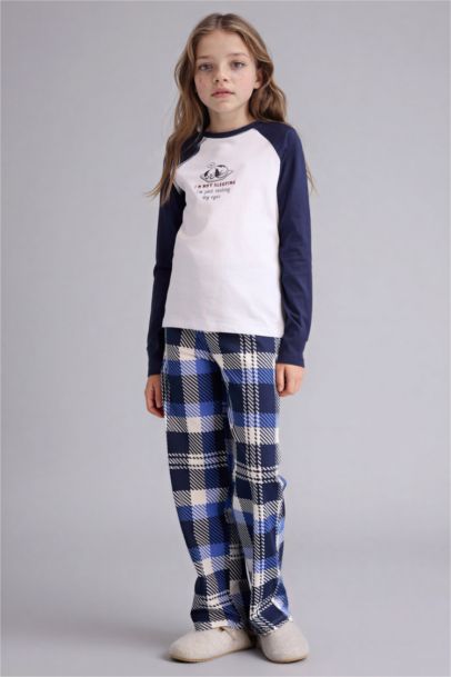 %100 Pamuklu Desenli Beli Lastikli Pijama Takımı Kız Çocuk