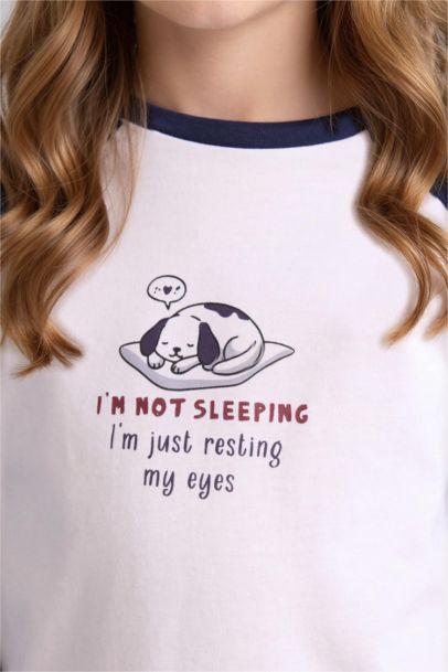 %100 Pamuklu Desenli Beli Lastikli Pijama Takımı Kız Çocuk