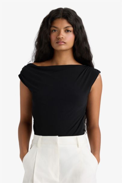 Slim Fit Cowl Neck Sleeveless Blouse
