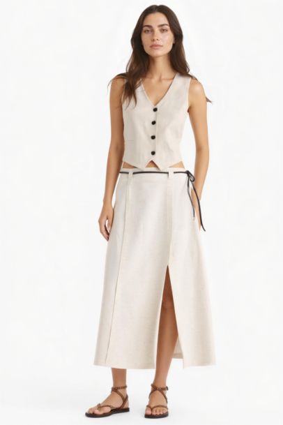 Regular Fit High Waist Midi Skirt