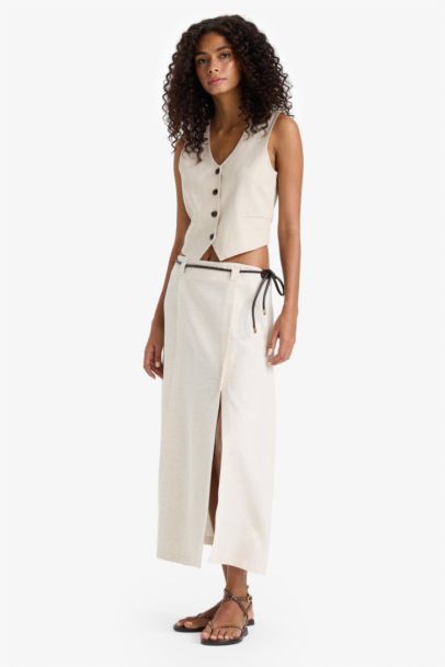 Regular Fit High Waist Midi Skirt