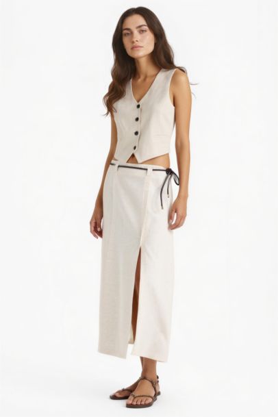 Regular Fit High Waist Midi Skirt