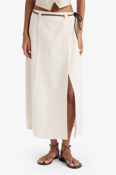 Regular Fit High Waist Midi Skirt