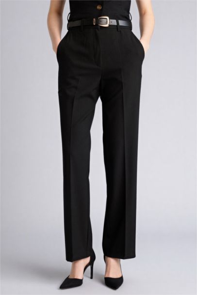 Straight Fit Regular Hem Pocket Detailed Trousers