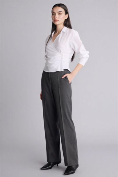 Straight Fit Regular Hem Pocket Detailed Trousers