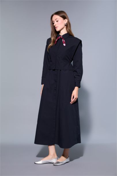 فستان طويل بوبلين ردن طويل