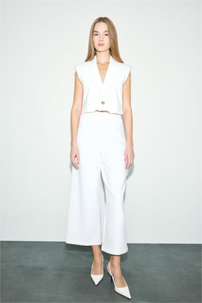 Cropped Fit Jacket Collar Blazer Vest