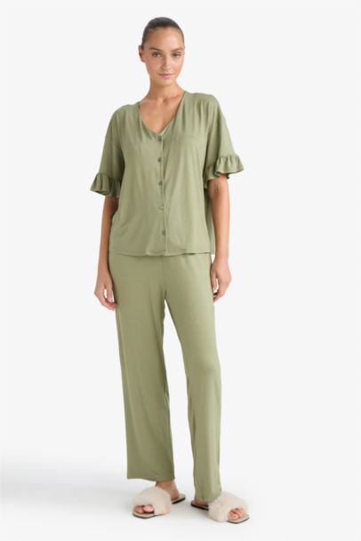 Fall in Love Regular Fit Top Bottom 2 Piece Pajama Set