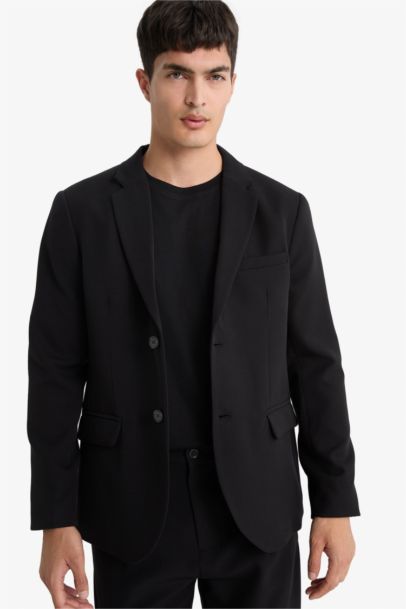 Slim Fit Dar Kesim Düğmeli Blazer Ceket