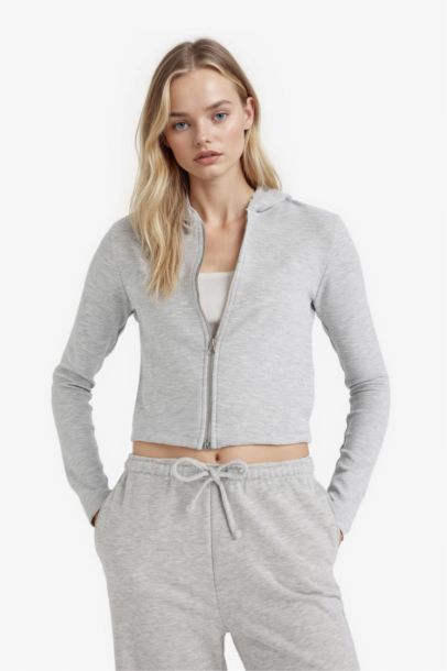 Sweat à capuche Slim en modal à fermeture zip