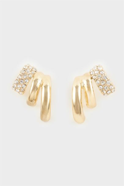 Boucles d’oreilles dorées ornées de pierres pour femme