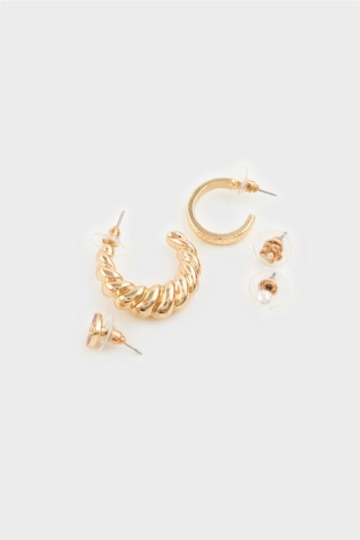 Woman Gold 9 piece Earrings
