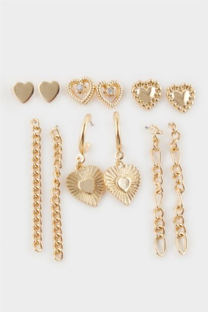 Woman 6 Piece Gold Earrings