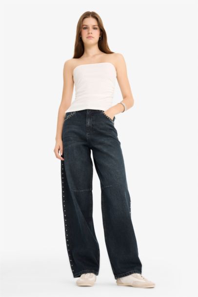 Jean baggy taille haute