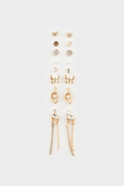 Woman 8 Piece Gold Earrings