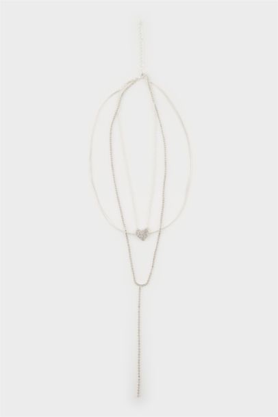 Woman Heary Detail Silver Necklace