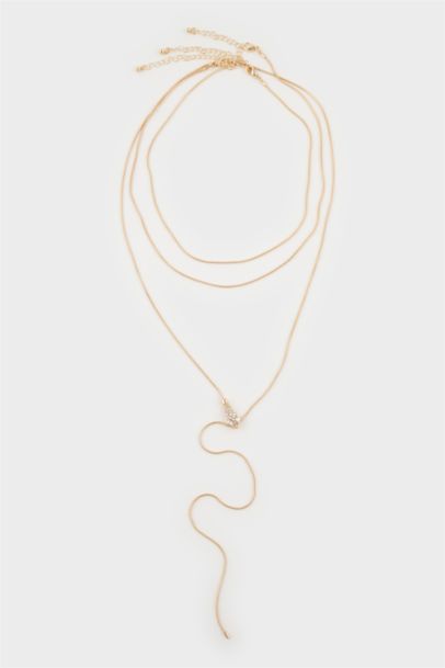Woman Snake Pendant Gold Necklace
