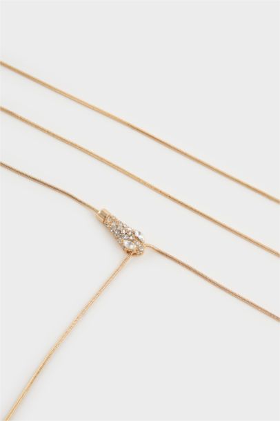 Woman Snake Pendant Gold Necklace