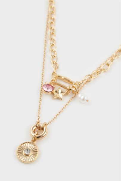 Woman Gold Charms Necklace