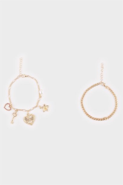 Woman 2 piece Gold Charm Bracelet