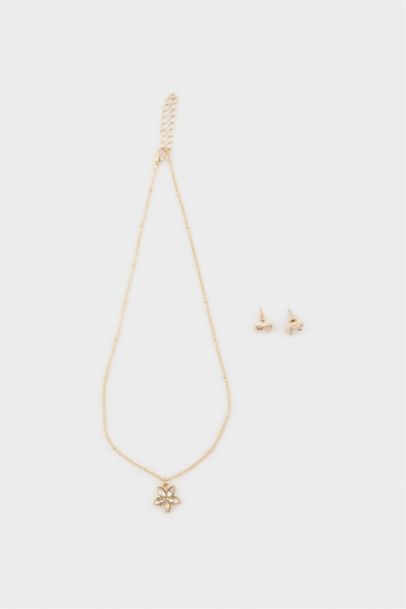 Ensemble Collier et Boucles d’oreilles dorés pour femme