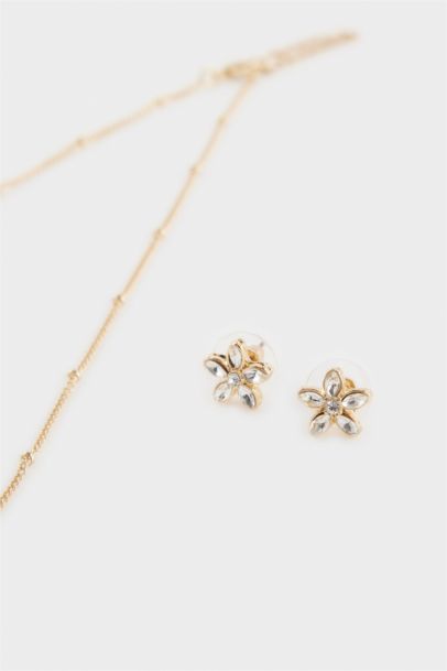 Ensemble Collier et Boucles d’oreilles dorés pour femme