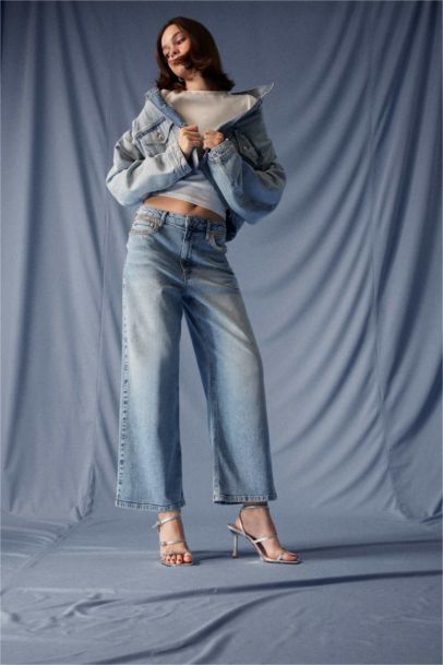 Wide Leg High Waist Ankle Length Jeans