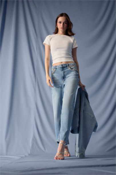 Wide Leg High Waist Ankle Length Jeans
