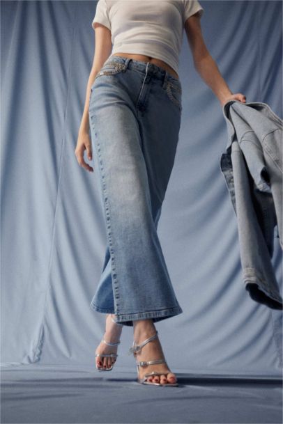 Wide Leg High Waist Ankle Length Jeans