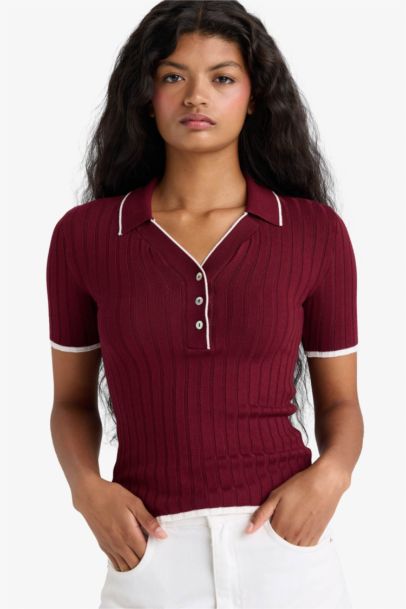 Slim Fit Polo Collar Knitwear Pullover