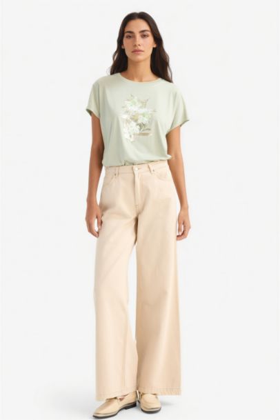 T-shirt imprimé à manches courtes et col rond