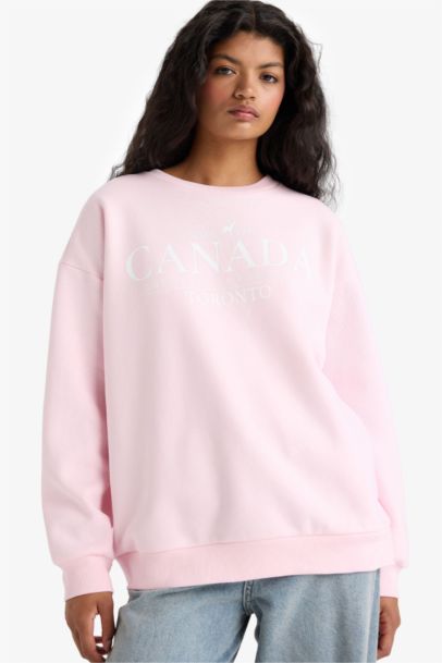 Oversize Fit Printed Long Sleeve Sweatshirt