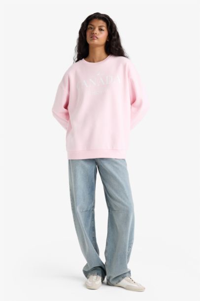 Oversize Fit Printed Long Sleeve Sweatshirt